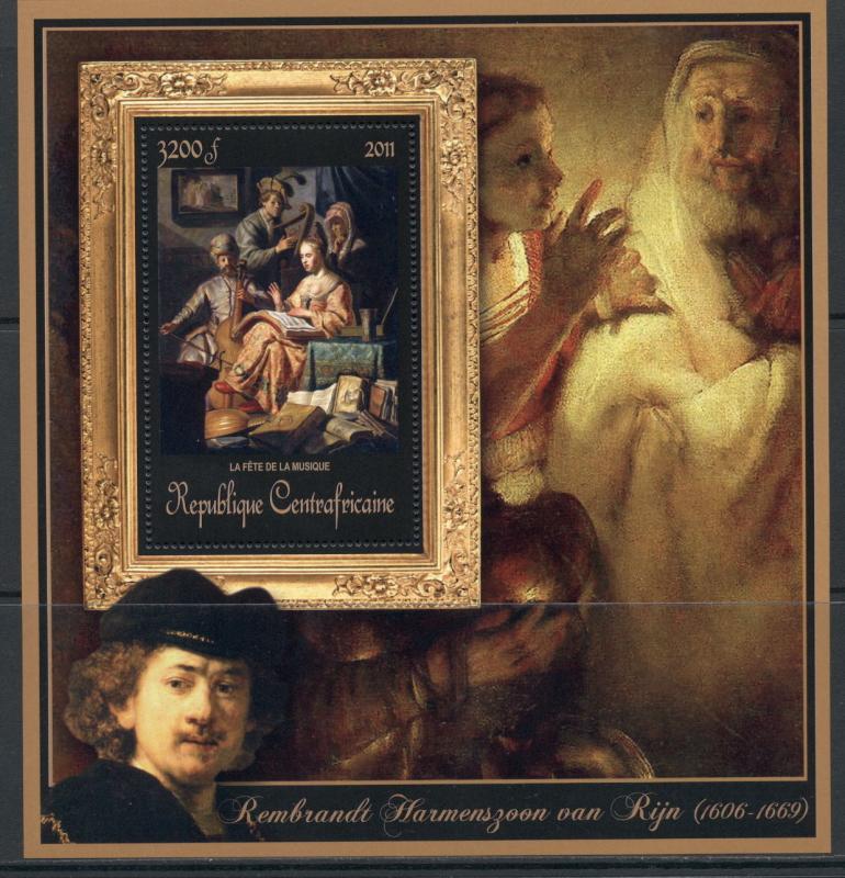 Central Africa Art Rembrandt van Rijn complete MNH stamp set 15 sheets