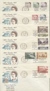 1967 #454-465B Set of 6 Centennial FDCs H&E Cachets Ottawa