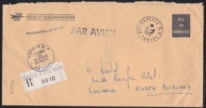 FRENCH POLYNESIA 1972 Registered official cover to New Zealand.............B3503