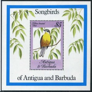 Antigua 778, MNH. Michel 800 Bl.81. Songbirds 1984: Yellow-breasted Chat.