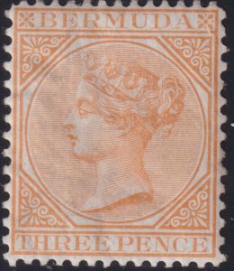Sc# 7 Bermuda 1882 - 1903 QV Queen Victoria 3p Wmk 1 -  p14x12½ MVLH CV $200.00