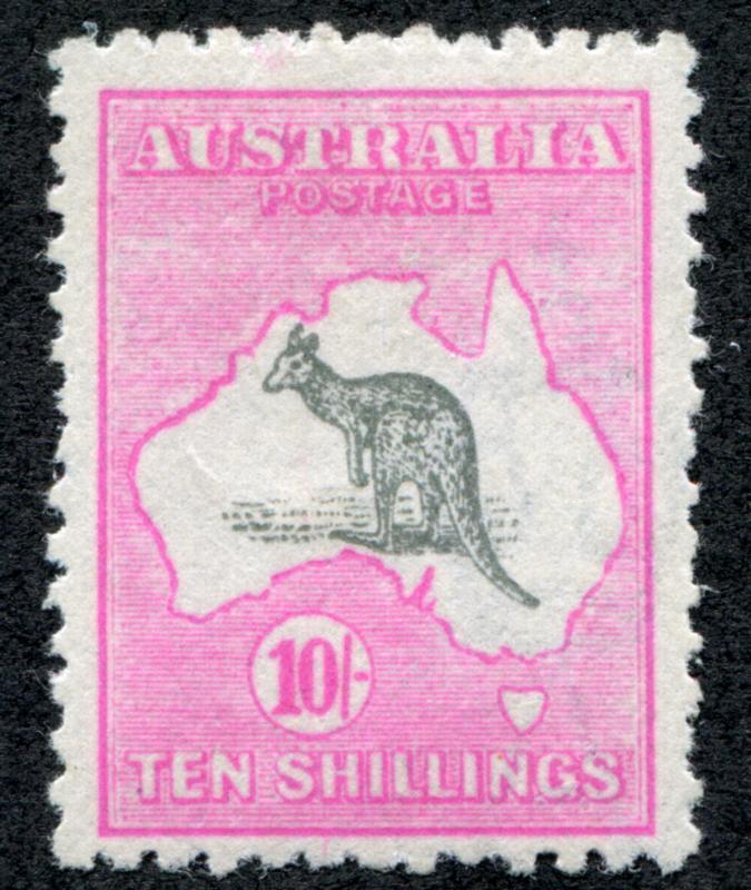 Australia 55 Mint LH 10 SH, Pink & Gray 3rd wmk Kangaroo