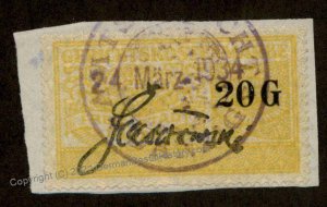 Danzig Poland Germany 20G Gerichtskostenmarke Court Fee Revenue Stamp 90927