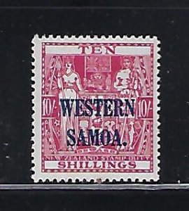 SAMOA SCOTT #177 1935 OVERPRINT WMK 61-10 SHILLINGS (CARMINE) -MINT LIGHT HINGED