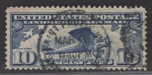 US Stamp #C10 10c Dark Blue Lindbergh USED SCV $2.5
