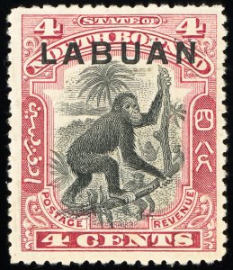 Labuan Stamps MLH 4¢ Monkey