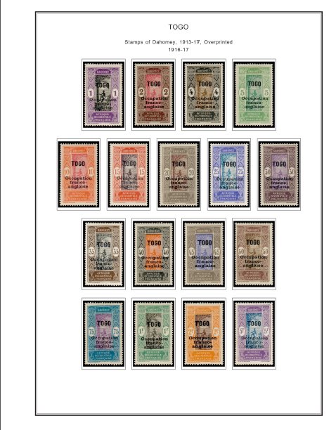 COLOR PRINTED TOGO 1897-1956 STAMP ALBUM PAGES (26 illustrated pages)