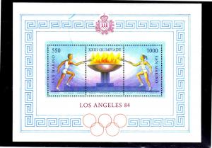 SAN MARINO #1068  1984  SUMMER OLYMPICS    MINT  VF NH  O.G  S/S