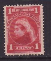 Newfoundland-Sc#79i- id24-unused no gum 1c thick paper QV-1897-1901-S/H fee refl