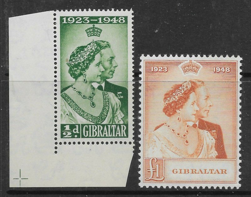 GIBRALTAR SG134/5 1948 ROYAL SILVER WEDDING SET MTD MINT 