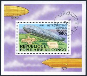 Congo PR C236, CTO. Mi Bl.11. History of Zeppelin, 1977. LZ 27 over US Capitol.