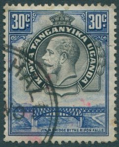 Kenya Uganda and Tanganyika 1935 SG115 30c black and blue KGV bridge #2 FU (amd)