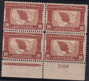 #327 Mint NH, F-VF, Plate number block of 4, imprint (CV $2,150) (CV $300 - I...