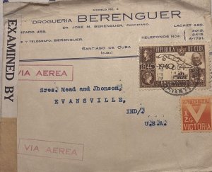 O) 1940 CUBA, CENSORSHIP, SIR ROWLAND HILL, MAP OF CUBA AND FIRST STAMPS OF BRIT