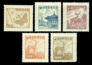 South KOREA 1954  Definitives set  Mi# 168-172  (Sc#197-199, 202A-203) mint MNH