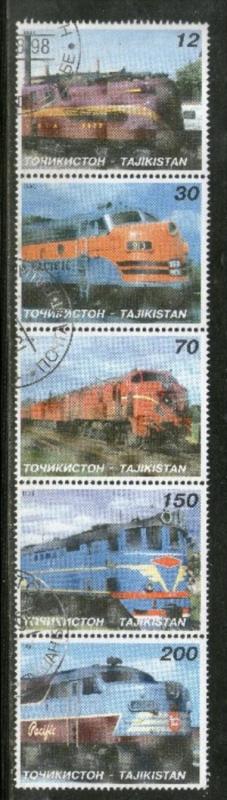 Tajikistan 1998 Diesel Locomotive Railway Train Transport Se-tenant Cancelled...