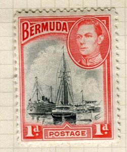 BERMUDA; 1938 early GVI pictorial issue fine Mint hinged 1d. value