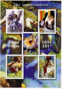 Eritrea 2002 EDGAR DEGAS THE IMPRESSIONISTS PAINTINGS Sheetlet (5) MNH