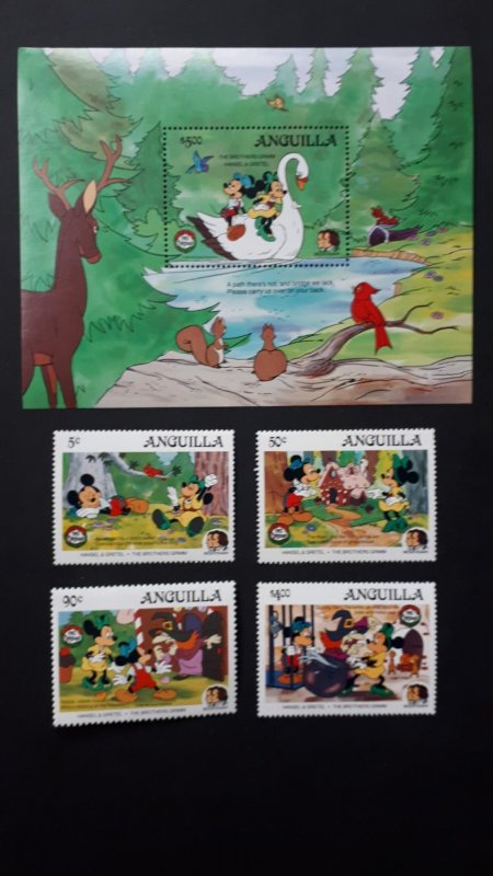 Disney - Anguilla 1985. - Christmas, Brothers Grimm ** MNH Block + Set Complete