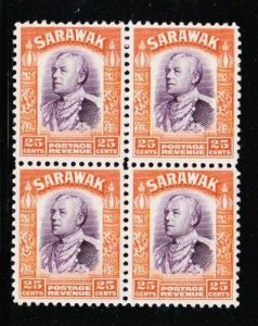 Album Treasures Sarawak Scott # 126  25c Charles V Brooke  Block of 4 Mint LH/NH