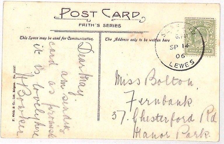JJ192 1906 GB Lullington Seaford Postcard Lewes Samwells-Covers