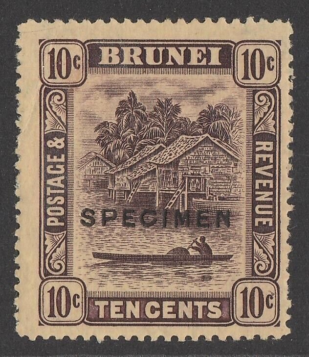 BRUNEI 1908 View 10c SPECIMEN, wmk Mult crown.