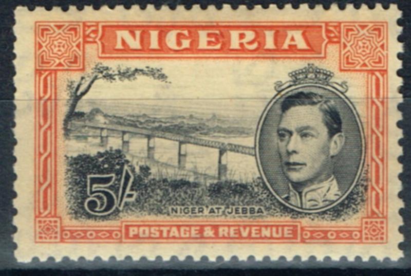 Nigeria 1938 5s Black & Orange SG59 P.13 x 11.5 Mtd Mint 