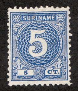 1890 Suriname Sc# 21 - 5¢ Numeral. MH (with gum variety) Cv$52.50