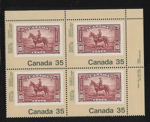 Canada MNH Plate Block Scott cat.# 911