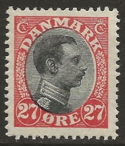 Denmark 1913-28 Christian X 27o Vermilion & Blk #110 Fine H CV $27.50