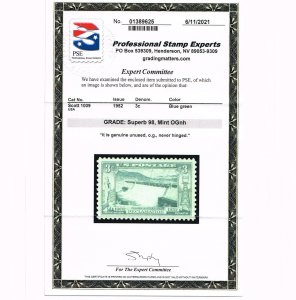 EXCEPTIONAL GENUINE SCOTT #1009 MINT PRISTINE OG NH PSE CERT GRADED SUPERB-98