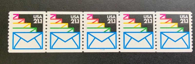 USA #2150 plate #111121 MNH coil PNC strip of 5 