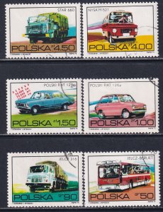 Poland 1973 Sc 2011-16 Polish Automobiles Stamp Used