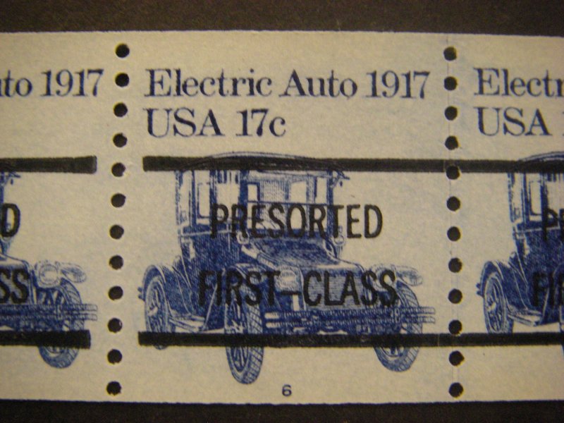 Scott 1906a, 17c Electric Auto, PNC3 #6A, Gap 1L, MNH Transportation Beauty
