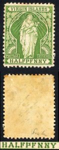 Virgin Islands 1899 SG.43a 1/2d HALFPFNNY variety mint cat 85 pounds