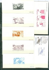 FRANCE AIRCRAFTS-AVIATION LOT of (7) LA POSTE THICK PAPER ENGRAVINGS...UNUSED