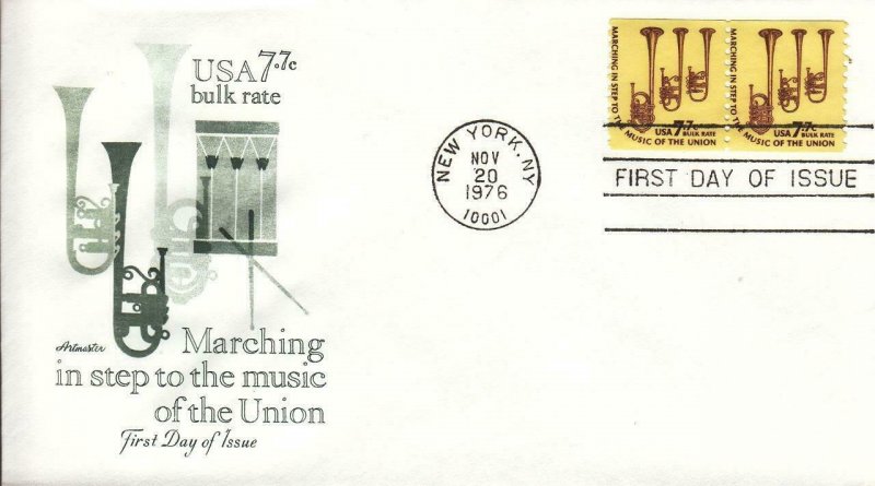 1976, 7.7c Marching in Step, Artmaster, FDC (D14404)