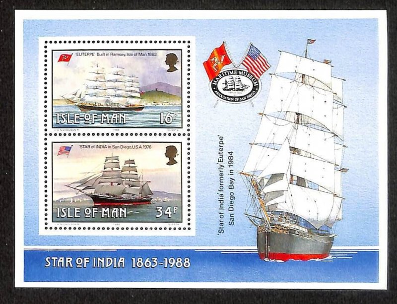 Isle Of Man MNH S/S 370a Historic Ships 1988