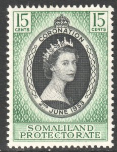 Somaliland Scott 127 - SG136, 1953 Coronation 15c MH*