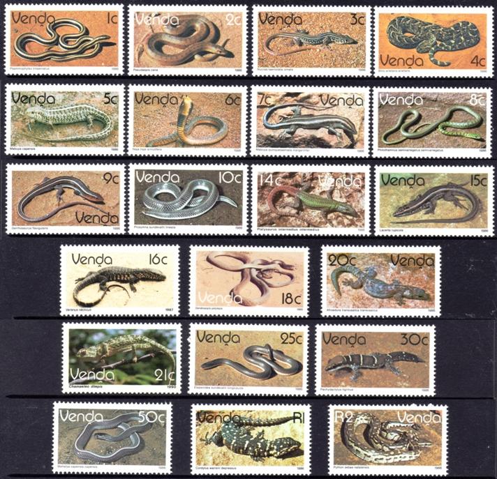 Venda - 1986 Reptiles Set MNH** SG 119-138 & 133b