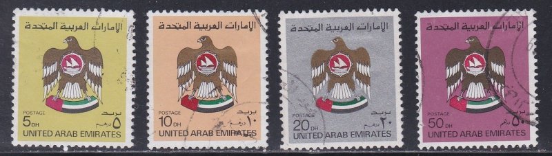 United Arab Emirates # 154-157, National Arms, Used High Values, 1/3 Cat