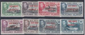 FFALKLAND DEPS  1944  S G L1 - L8  SOUTH ORKNEY SET OF 8 MH