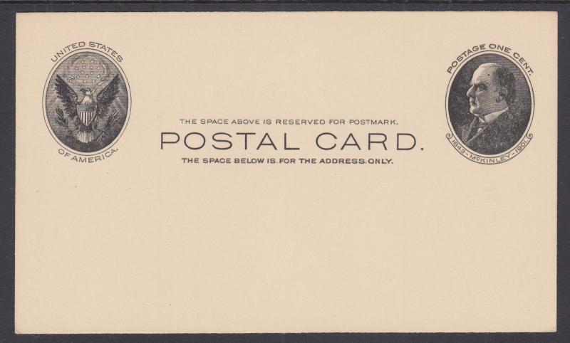 US Sc UX18 mint 1902 1c black McKinley Postal Card, fresh & VF