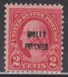 USA Scott # 646 - Mint Hinged - 2 Cent Molly Pitcher Overprint Issue