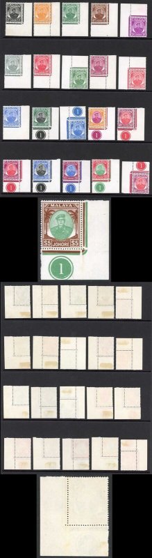 Johore SG133/47 Set of 21 U/M 20c to 5 Dollars Plate Number Examples