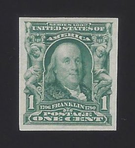 US #314 1906-08 Blue Green Imperf Wmk 191 MNH VF SCV $32.50