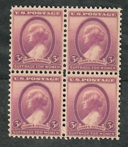 784 Susan B Anthony MNH block of 4