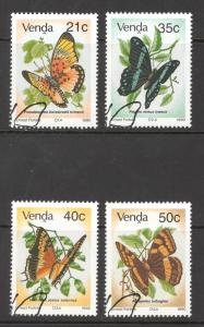 South Africa Venda Sc# 217-220 Used 1990 Butterflies