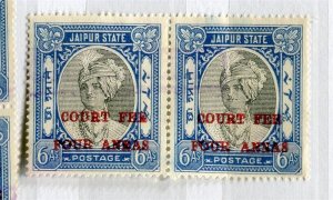 INDIA JAIPUR; 1930s-40s early Local Rajah Revenue surcharged used Pair