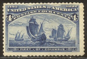 U.S. #233a RARE Mint w/ Cert - 3c Columbian,  BLUE ERROR